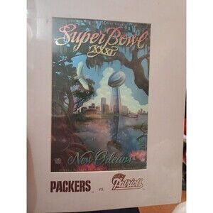 Collectible Jan 26 1997 SUPER BOWL XXXL Packers Vs Patriots Foil Poster W/COA